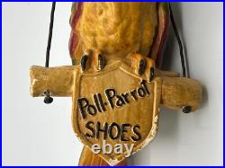 VINTAGE POLL PARROT SHOES Advertising Store Sign Plaster Parrot