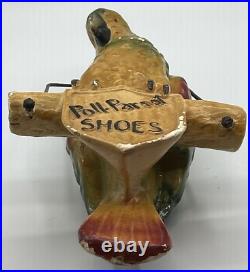 VINTAGE POLL PARROT SHOES Advertising Store Sign Plaster Parrot