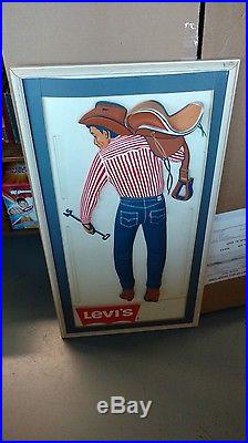 Vintage Rare Levi Strauss 3d Look Cowboy Plastic Store Display Advertising Sign
