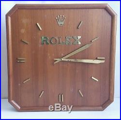 VINTAGE ROLEX 1970's WOODEN Store Wall Clock Display Wooden WORKS Free Shipping