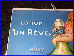 VTG 1920s French Paris Cosmetics Advertising Cardboard Poster Lotion un Reve