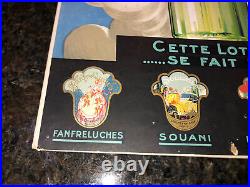 VTG 1920s French Paris Cosmetics Advertising Cardboard Poster Lotion un Reve