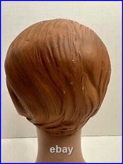 VTG 1940s PLASTER FEMALE MANNEQUIN HEAD MOLDED HAIR FH102 ART DECO STORE DISPLAY