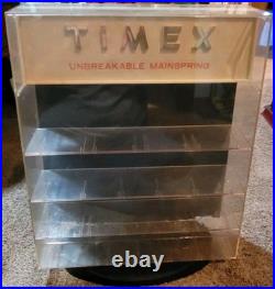 VTG 1970s Timex Countertop Watch Display Case Unbreakable Mainspring