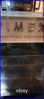 VTG 1970s Timex Countertop Watch Display Case Unbreakable Mainspring