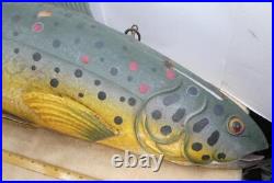VTG 36 Metal Hanging Fish Market Advertising 3D Sign Salmon Bait Lure Fishing