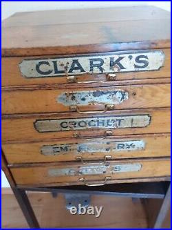 VTG 5- DRAWER Antique c. 1900 Clark's Spool Cabinet General Store Display chest