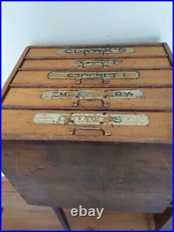 VTG 5- DRAWER Antique c. 1900 Clark's Spool Cabinet General Store Display chest