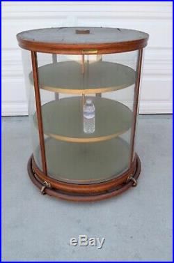 VTG Antique Curved Glass Rotating CRYSTAL Display Case Showcase Store Display