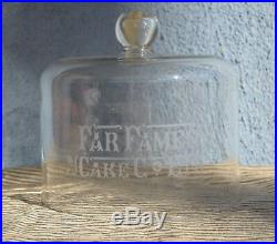 VTG Antique Victorian CAKE Bakery Glass Cloche Dome Cover Stand Store Display