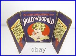 VTG Art Deco Flapper HOLLYWOOD GLO SKIN TONIC Cosmetic ADVERTISING DISPLAY SIGN