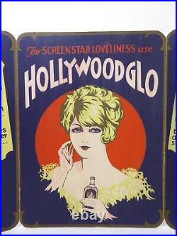 VTG Art Deco Flapper HOLLYWOOD GLO SKIN TONIC Cosmetic ADVERTISING DISPLAY SIGN