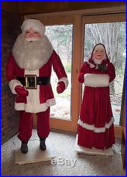 Vtg Christmas Harold Gale Store Display Santa And Mrs. Claus Dolls 37 Tall