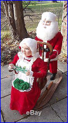 Vtg Christmas Harold Gale Store Display Santa And Mrs. Claus Dolls 37 Tall