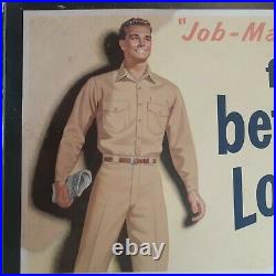 VTG DICKIES WORKWEAR MEN CLOTHING CARDBOARD Easel Store Display SIGN 1950s 24x12