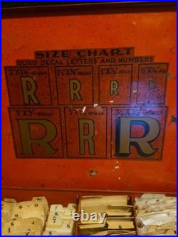 VTG DURO DISPLAY BOX WithOVER 1,000 SIGNAGE WATER TRANSFER DECALS LETTERS NUMBERS