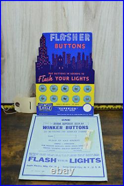 VTG EAGLE D1008 SUPERIOR FLASHER WINKER BUTTONS ON DISPLAY CARD NEWithOLD STOCK