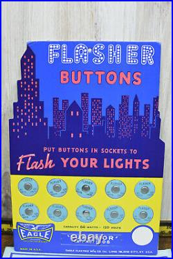 VTG EAGLE D1008 SUPERIOR FLASHER WINKER BUTTONS ON DISPLAY CARD NEWithOLD STOCK