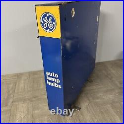 VTG GE AUTO LAMP BULBS LIGHT BULB DISPLAY WALL CABINET WITH DIVIDERS Sign Advert