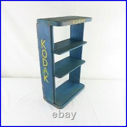 VTG Kodak Wooden Hanging Display Shelf Store Display Blue and Yellow Great Shape