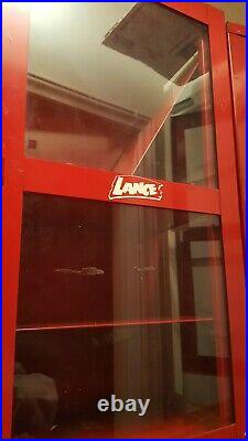 VTG LANCE Display Cabinet 26.5T X 14.5W & 9D Glass & Red Metal Advertising