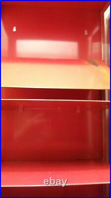 VTG LANCE Display Cabinet 26.5T X 14.5W & 9D Glass & Red Metal Advertising