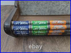 VTG Life Savers 9 Flavor Metal Tin Candy 3 Rack Store Display Sign Advertizing