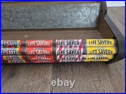 VTG Life Savers 9 Flavor Metal Tin Candy 3 Rack Store Display Sign Advertizing