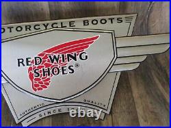 VTG MOTORCYCLE BOOTS Red Wing Shoes Sign VERY RARE 23 X 10 METAL TIN SIGN