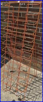 VTG Orange Metal Wire Display Rack with12 Pockets Old Store Display Pick Up Only