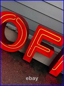 VTG Original 1970s Coffee Shop Neon Sign Red Channel Letters Repurposed RARE