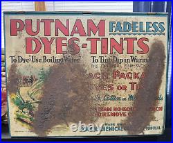 VTG Putnam Fadeless Dyes-Tints Metal Cabinet Store Display Case Monroe Chemical