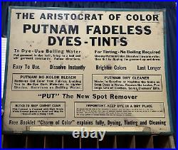 VTG Putnam Fadeless Dyes-Tints Metal Cabinet Store Display Case Monroe Chemical