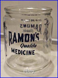 VTG Ramon's Little Doctor Pills Counter Store Display Jar WithTin Containers &Lid