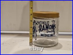 VTG Ramon's Little Doctor Pills Counter Store Display Jar WithTin Containers &Lid