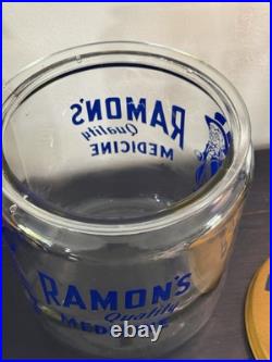 VTG Ramon's Little Doctor Pills Counter Store Glass Display Jar With tin lid