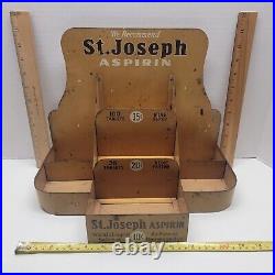 VTG St Joseph Aspirin Metal Store Counter Top Medicine Display Shelves Holder