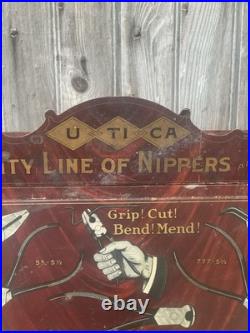 VTG. Utica NY Drop Forge Company Plier Store Display Cabinet Withmarquee Topper