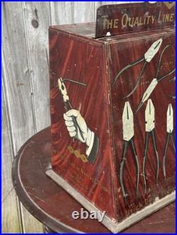 VTG. Utica NY Drop Forge Company Plier Store Display Cabinet Withmarquee Topper