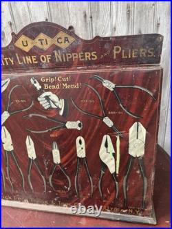 VTG. Utica NY Drop Forge Company Plier Store Display Cabinet Withmarquee Topper