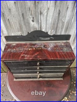 VTG. Utica NY Drop Forge Company Plier Store Display Cabinet Withmarquee Topper