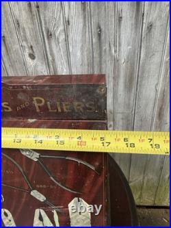VTG. Utica NY Drop Forge Company Plier Store Display Cabinet Withmarquee Topper