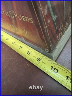 VTG. Utica NY Drop Forge Company Plier Store Display Cabinet Withmarquee Topper