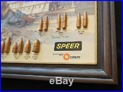 Very Nice Vintage 1977 Speer Bullet Board Cartridge Ammo Store Display Big Horn