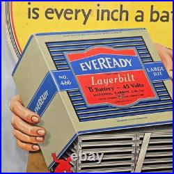 Very Rare Vintage 1929 Eveready Battery Store Display 18 1/2 x 36 1/4