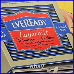 Very Rare Vintage 1929 Eveready Battery Store Display 18 1/2 x 36 1/4