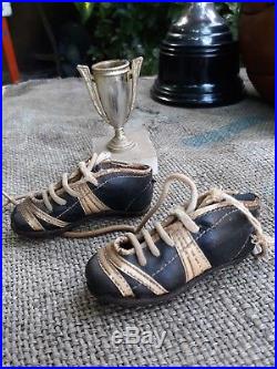 Very Rare, vintage 3.75 Salesman sample leather footbal shoes with leather cleat