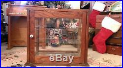 Vintage 1900-1920's Oak & Glass Country Store Display Case With Glass Shelves