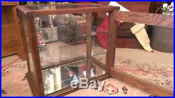 Vintage 1900-1920's Oak & Glass Country Store Display Case With Glass Shelves