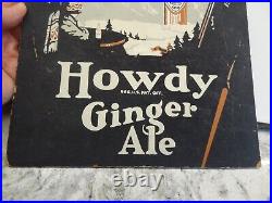 Vintage 1920s Howdy Ginger Ale Soda Store Display Cardboard Advertising Sign